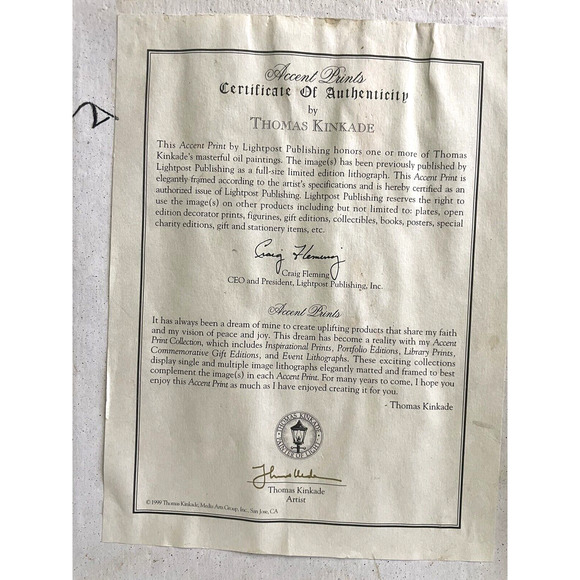 Vtg Thomas Kinkade Framed Print Simpler Times & Evening At Metritis Cot Set Of 2 - Picture 5 of 8